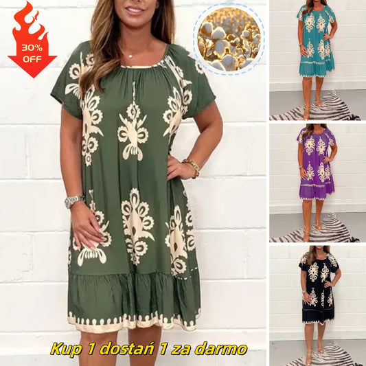 🤩🌹【🔥Gorąca sprzedaż🔥】【S-4XL】 Kwadratowa sukienka z geometrycznym wzorem Multi Print