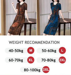 👗【M-3XL】2026 letni nowy modny nadruk duży rozmiar cienka sukienka z okrągłym dekoltem damska