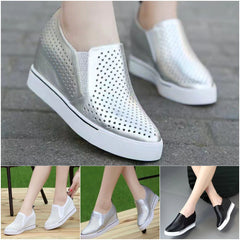 【34-41】Nowe damskie buty casualowe na wiosnę/lato, wykonane z miękkiej skóry, z konstrukcją platformową.