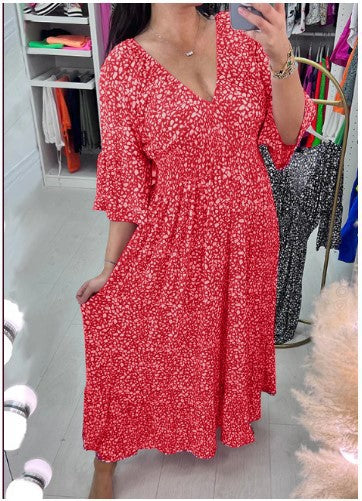 👗🔥Gorąca sprzedaż🔥【S-5XL】2026 Nowa gorąca sukienka plus size z dekoltem w serek w kwiaty
