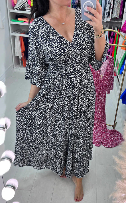 👗🔥Gorąca sprzedaż🔥【S-5XL】2026 Nowa gorąca sukienka plus size z dekoltem w serek w kwiaty